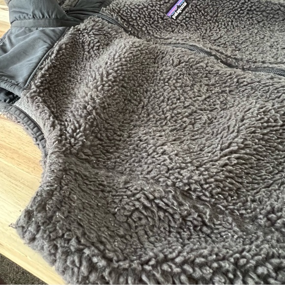 Patagonia Retro X Fleece Womens XL Dark Gray Full Zip Fuzzy Sherpa Outdoor Vest - Picture 5 of 10